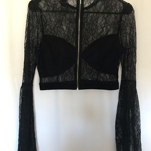 Lace bell sleeved crop top